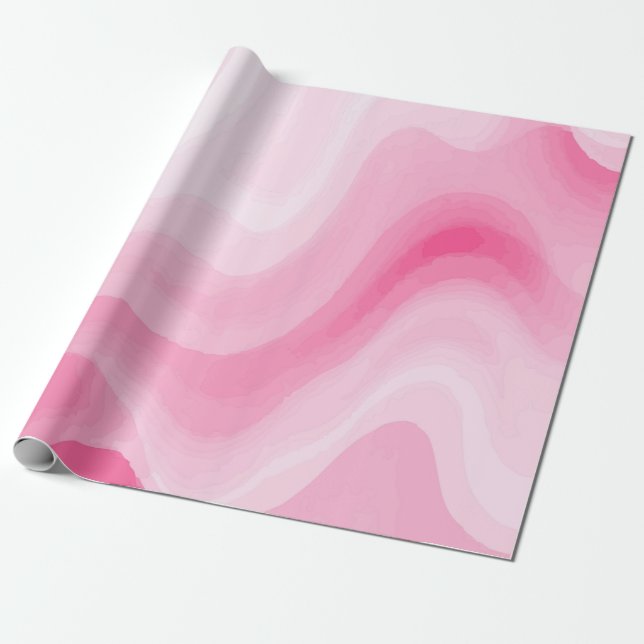 Pink and White Watercolor Swirl Pattern Wrapping Paper (Unrolled)