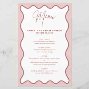 Pink and White Wavy Border menu card