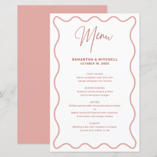 Pink and White Wavy Border menu card