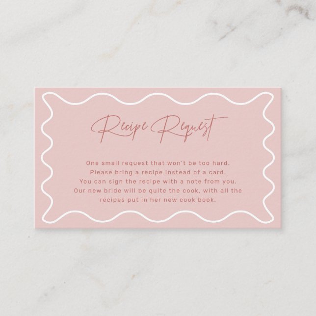Pink and White Wavy Border Recipe Request Card (Front)