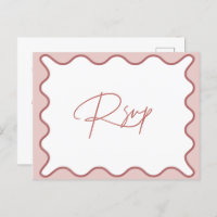 Pink and White Wavy Border RSVP Postcard