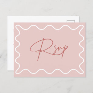 Pink and White Wavy Border RSVP Postcard