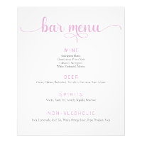 Pink and White Wedding Bar Menu Poster