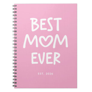 Pink and White Whimsical Heart Best Mom Ever Notebook
