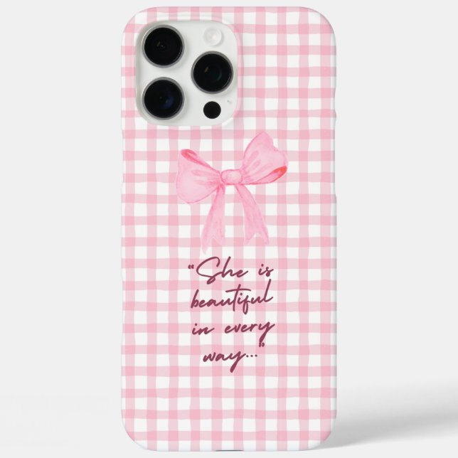 Pink and white with pink bow iPhone / iPad case (Back)