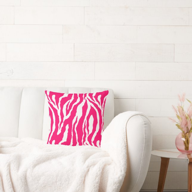 Pink and White Zebra Design Pillow (Couch)