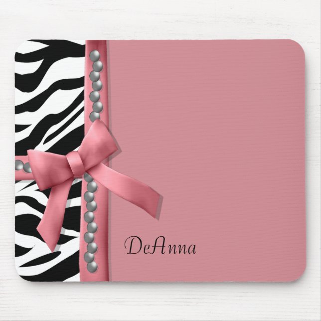 Pink And White Zebra Gems Mouse Pad (Front)