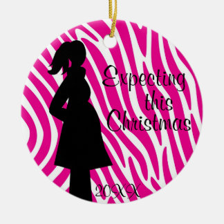 Pink and White Zebra Pregnancy Ornament