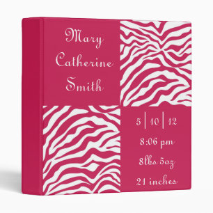 Pink and White Zebra Print Baby Book Binder