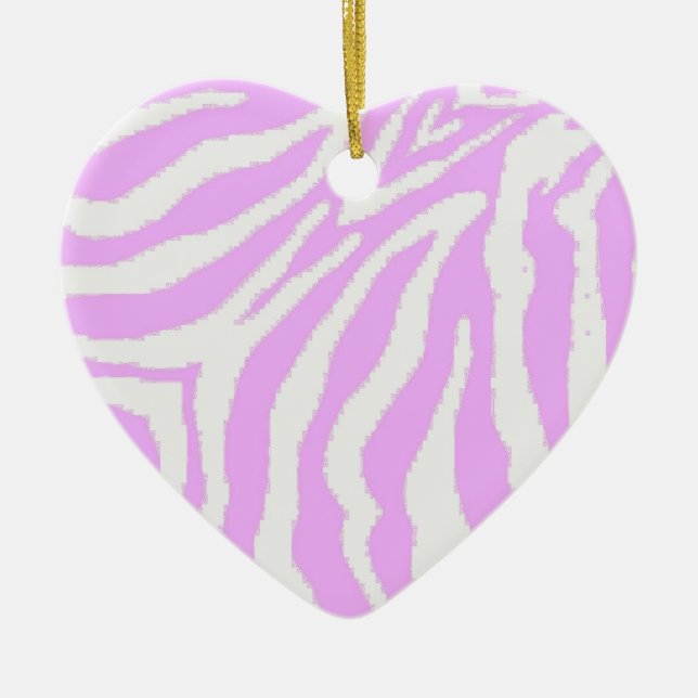 Pink and White Zebra Print Heart Ornament (Front)