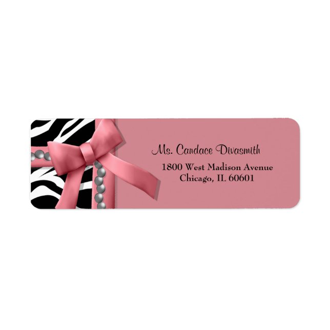 Pink And White Zebra Stripe With Silver Gems (Front)