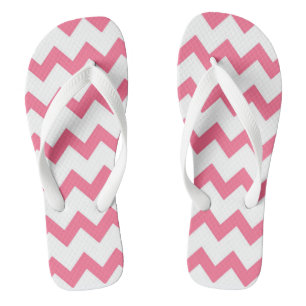 Pink and white zigzag chevron design flip flops