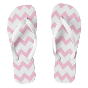 Pink and white zigzag chevron design pastel colour flip flops