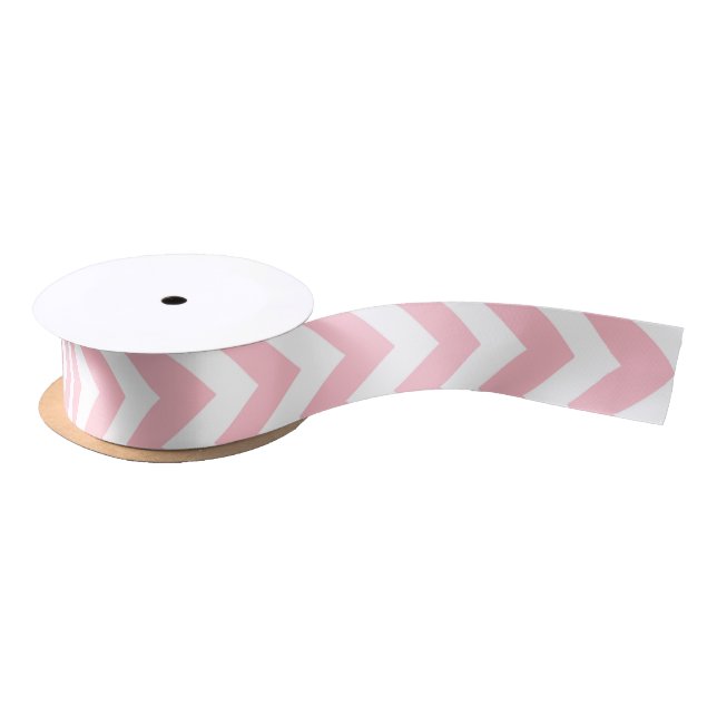 Pink and White Zigzag Chevron Pattern Satin Ribbon (Spool)