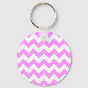 Pink and White Zigzag Keychain