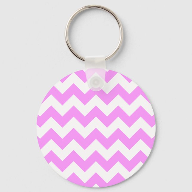 Pink and White Zigzag Keychain (Front)