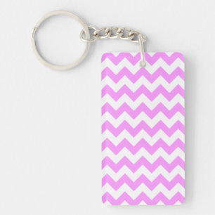 Pink and White Zigzag Keychain