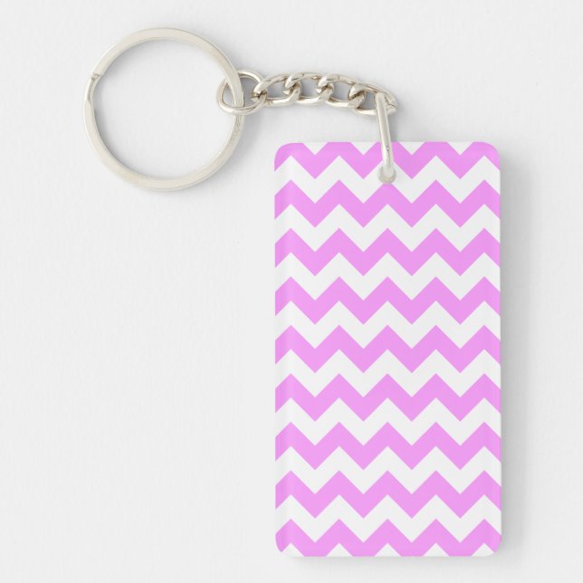 Pink and White Zigzag Keychain (Front)