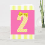 Pink and Yellow 2nd Birthday Card<br><div class="desc">A cute pink and yellow 2nd birthday card featuring the number two wearing a yellow hair bow. This girly 2nd birthday card can be personalized inside with your card message. This  cute 2nd birthday card would make a sweet keepsake for your granddaughter,  daughter,  goddaughter,  etc.</div>