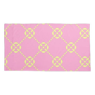 Pink and yellow abstract pattern pillowcase