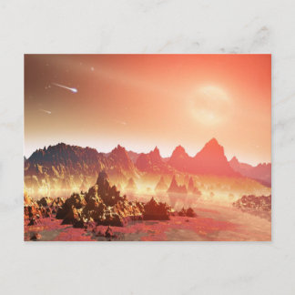 Pink and yellow alien landscape postcard