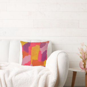 Pink and Yellow Bold Abstract Throw Pillow