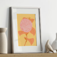 Pink and Yellow Botanical Drawing Coquette Vintage