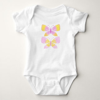 Pink and Yellow Butterflies Baby Bodysuit