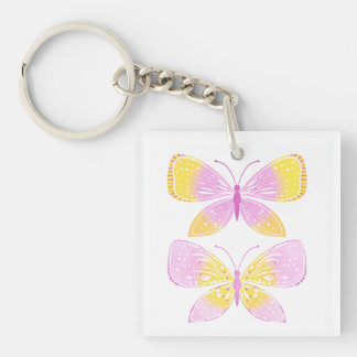 Pink and Yellow Butterflies Keychain