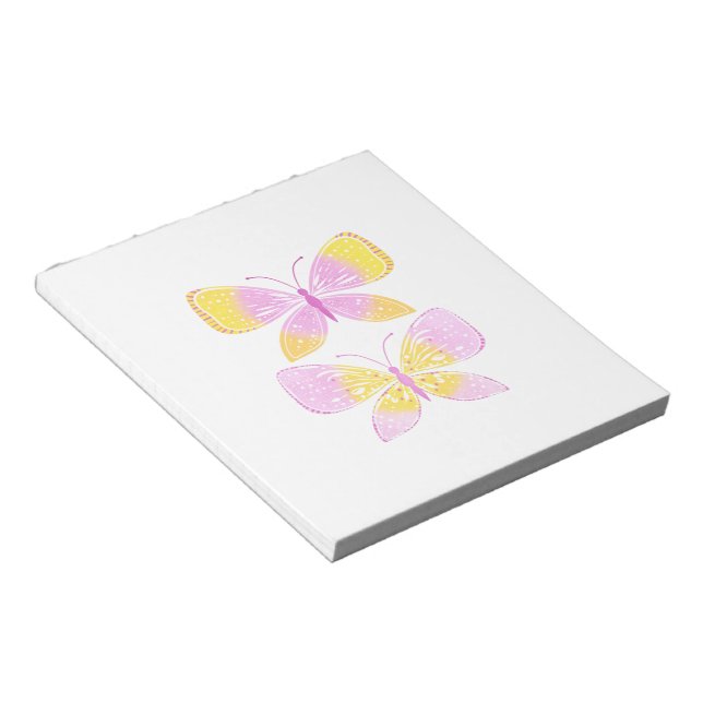 Pink and Yellow Butterflies Notepad (Angled)