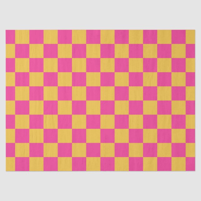 Pink and Yellow Chequerboard Tissue Paper (Front)