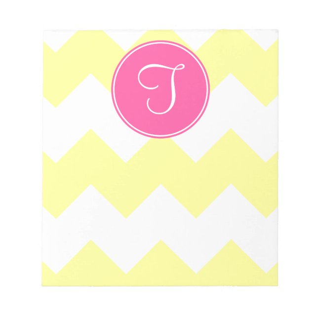 Pink and Yellow Chevron Monogram Notepad (Front)