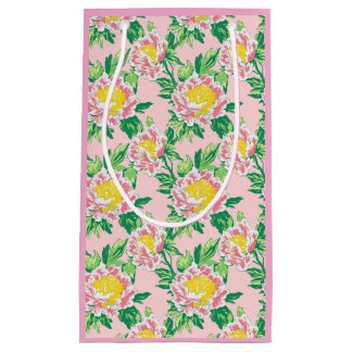 Pink and Yellow Chinoiserie Floral Small Gift Bag