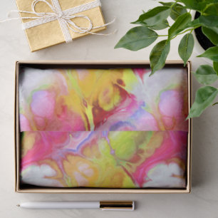 Pink and Yellow Colourful Abstract Ink Tissue Paper