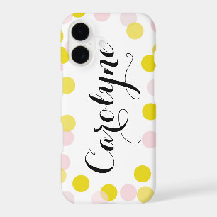 Pink and Yellow Confetti Dots Pattern Personalized