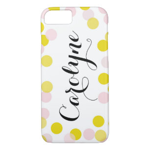 Pink and Yellow Confetti Dots Pattern Personalized Case-Mate iPhone Case