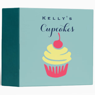Pink and Yellow Cupcake with Cherry On Top Baking Binder