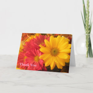 Pink and Yellow Daisies Thank You Card