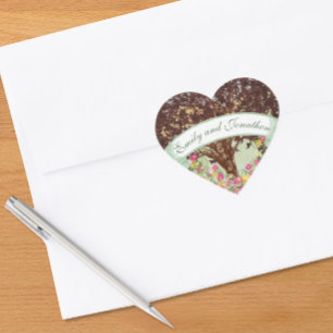 Pink and Yellow Floral Brown Oak Tree Wedding Seal