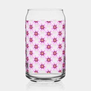 Pink And Yellow Floral Flowers Can Glass