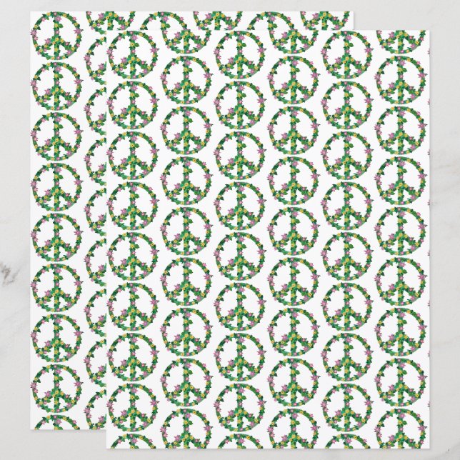 Pink and Yellow Floral Flowers Peace Signs Paper (Front/Back)