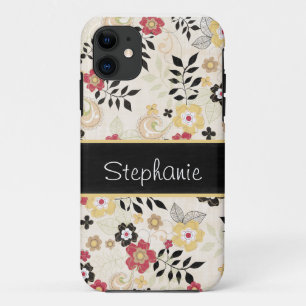 Pink and Yellow Floral Personalized iPhone 11 Case