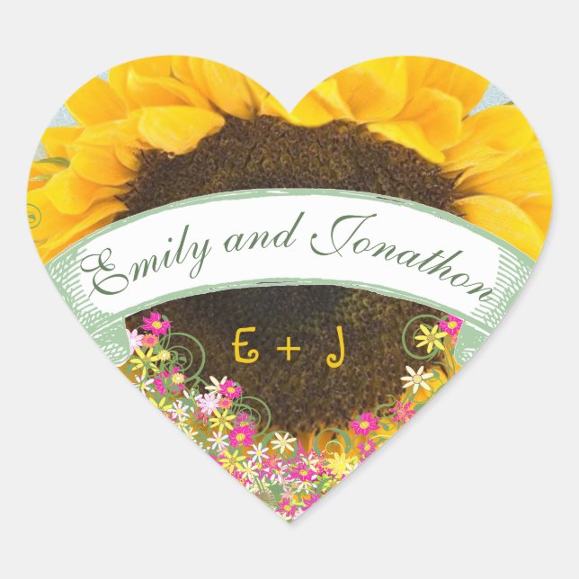 Pink and Yellow Floral Sunflower Wedding Seal (Front)