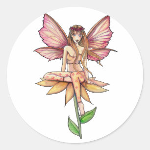 Pink and Yellow Flower Fairy Stickers