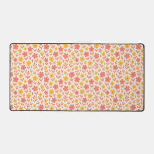 Pink and yellow flower pattern desk mat