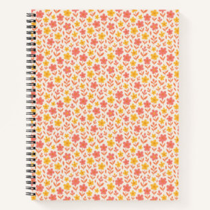 Pink and yellow flower pattern notebook