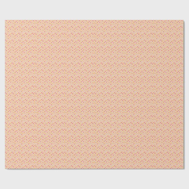 Pink and yellow flower pattern wrapping paper (Flat)
