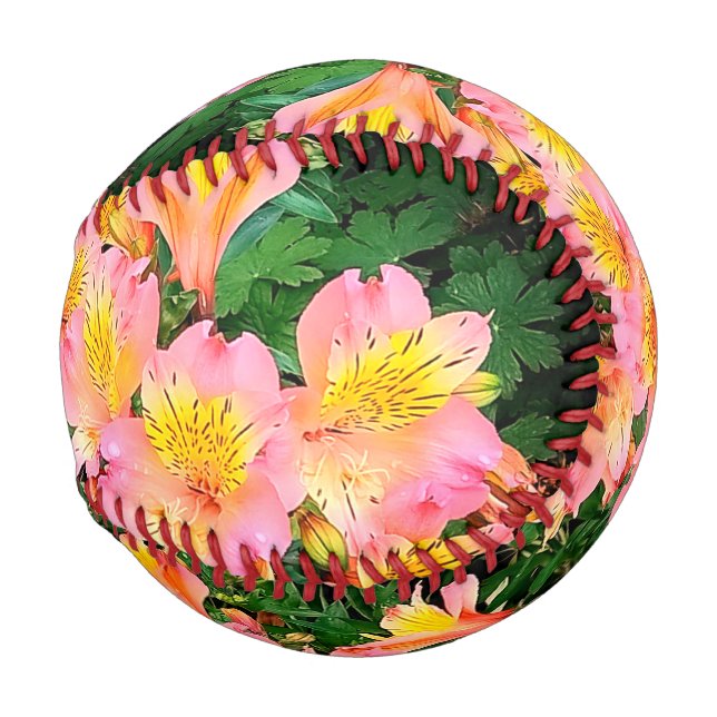 Pink and yellow flowers baseball (Front Right)