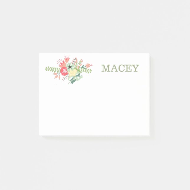 Pink and Yellow Flowers Post-it Notes (Front)