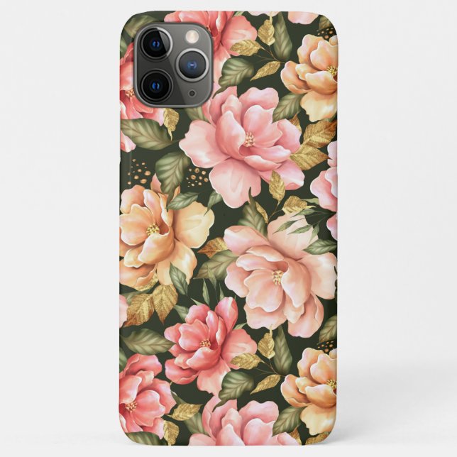 Pink and yellow flowers. Romantic pattern Case-Mate iPhone Case (Back)